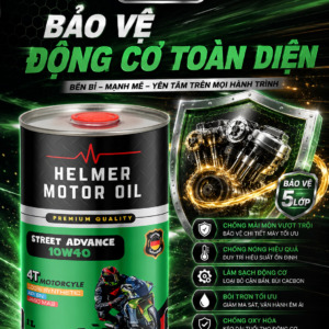 Dầu Nhớt Xe Máy Số Helmer Street Advance 10W40 100% Synthetic 1L