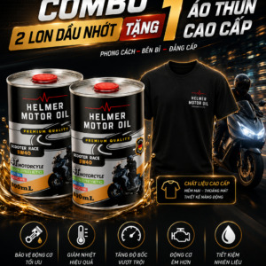 Combo 2 Lon Dầu Nhớt Xe Tay Ga Helmer Scooter Race 5W40 - 800ml
