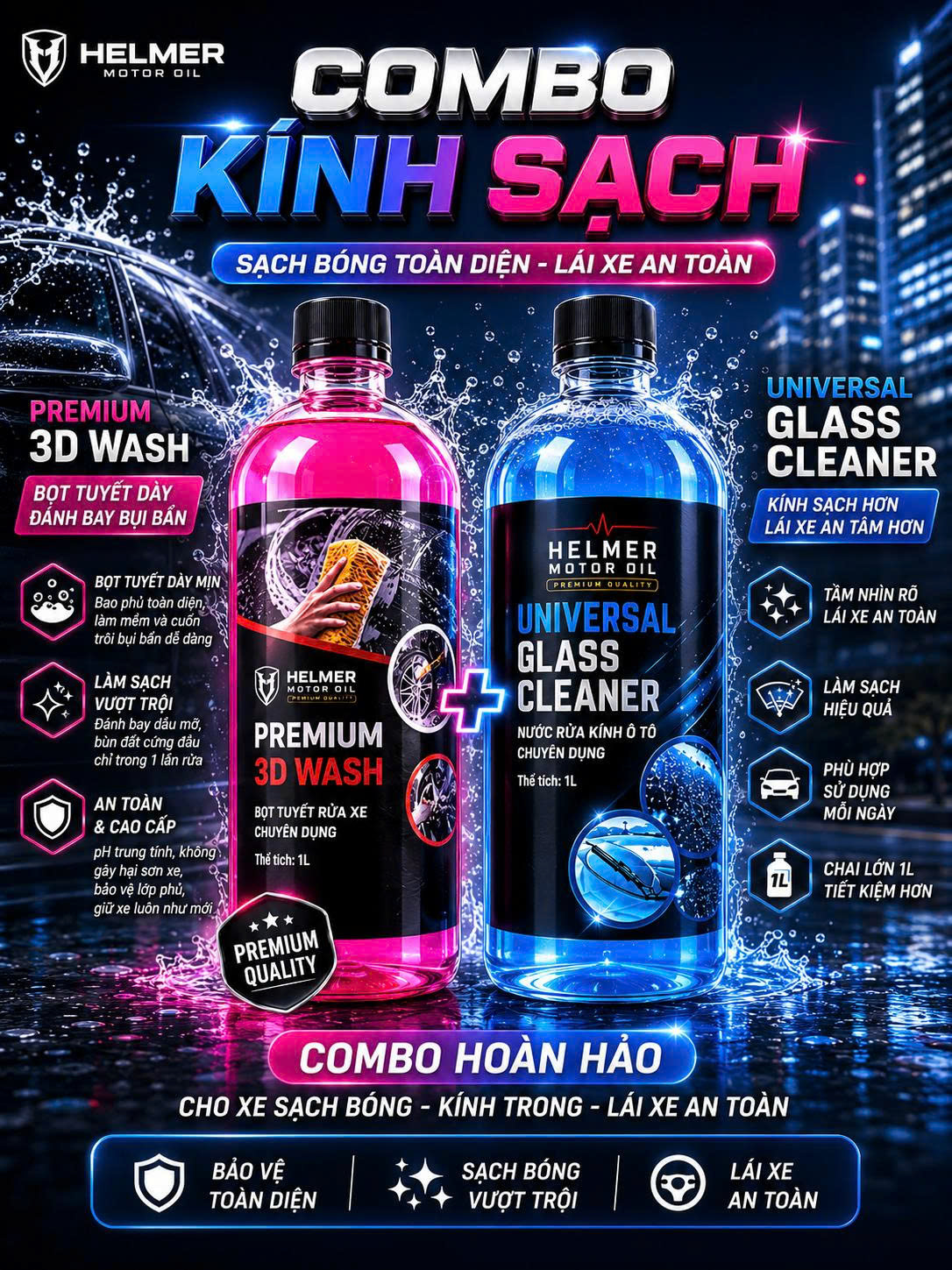 COMBO KÍNH SẠCH (Bọt tuyết + Nước Rửa Kính)