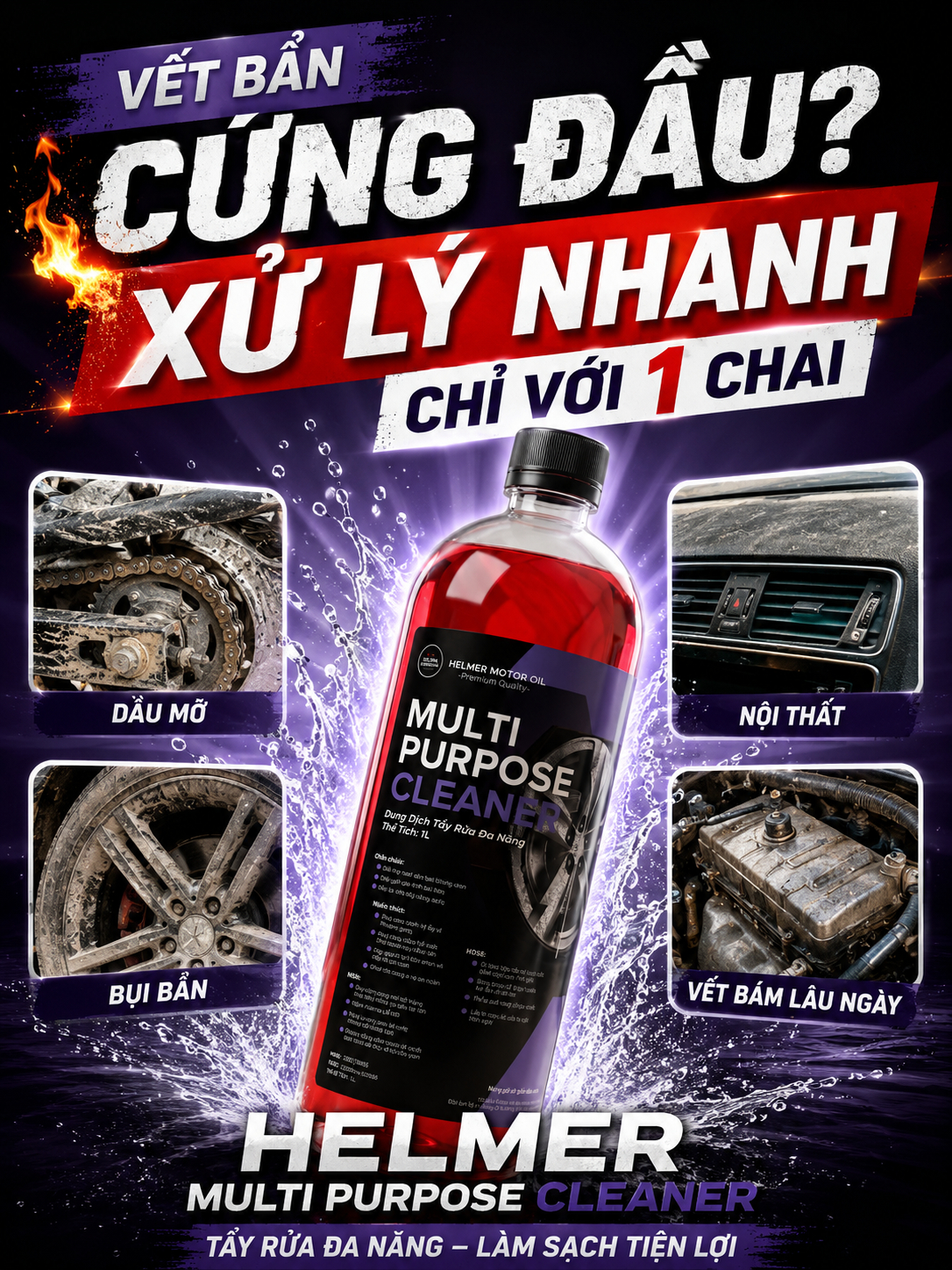 dầu động cơ HELMER MULTI PURPOSE CLEANER – TẨY RỈ SÉT, TẨY Ố KIM LOẠI