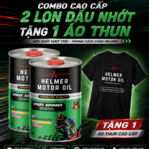 Combo 2 Lon Dầu Nhớt Xe Số/Côn Helmer Street Advance 10W40 - 1000ml