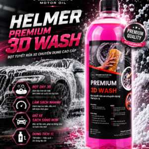 Helmer Premium 3D Wash tạo bọt tuyết đậm đặc, hỗ trợ làm sạch bụi bẩn trên xe nhanh chóng. Phù hợp rửa xe tại nhà hoặc tiệm chăm sóc xe.