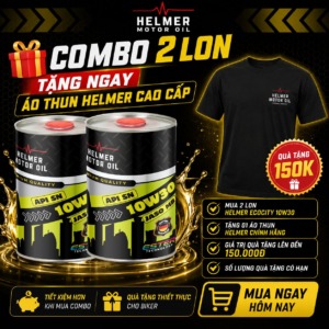 Combo 2 Lon Dầu Nhớt Xe Tay Ga Helmer Ecocity 10W30 100% tổng hợp Ester - 800ML