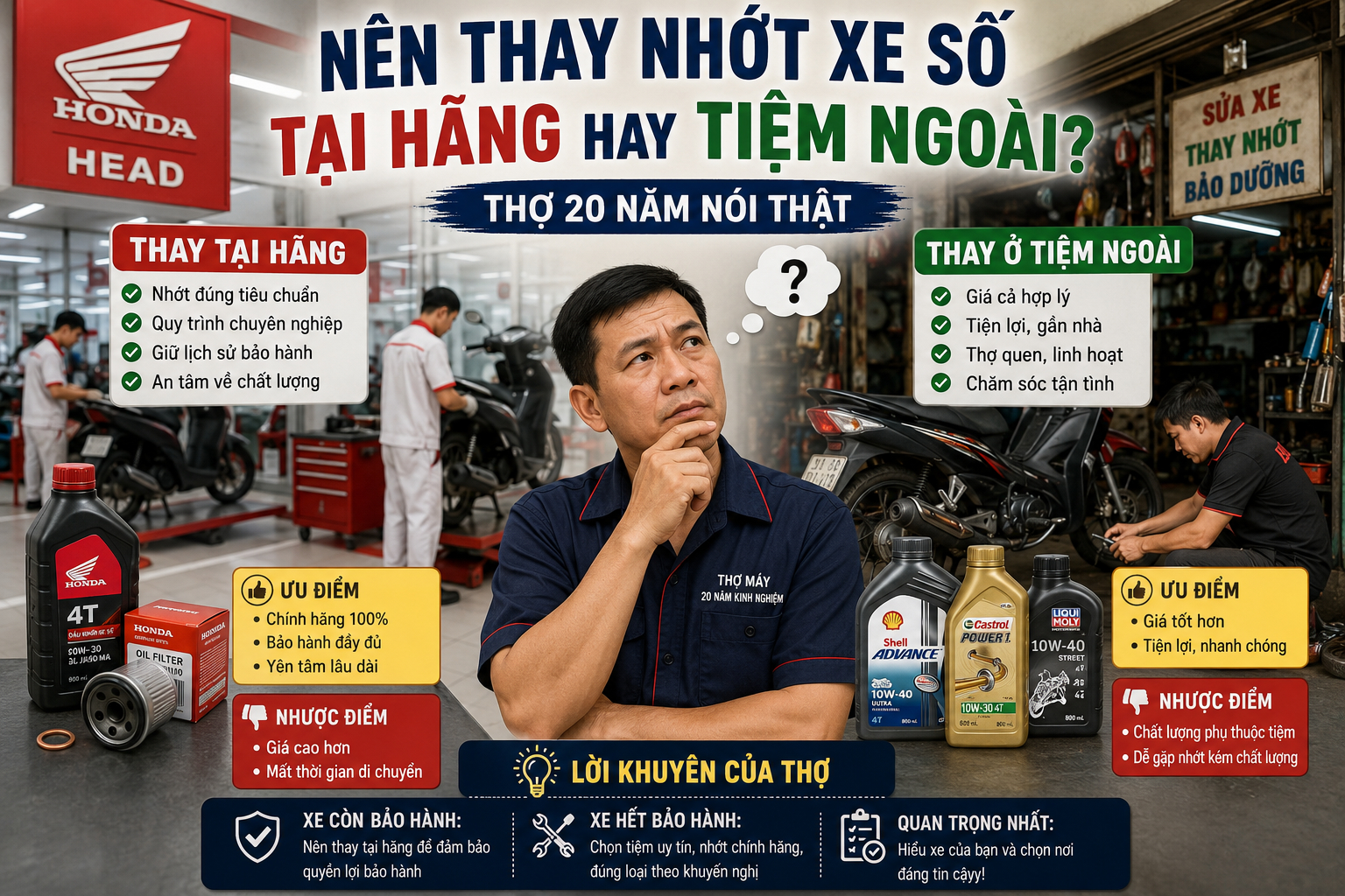thay nhớt xe số tại hãng hay tiệm ngoài thay nhớt xe số tại hãng hay tiệm ngoài
